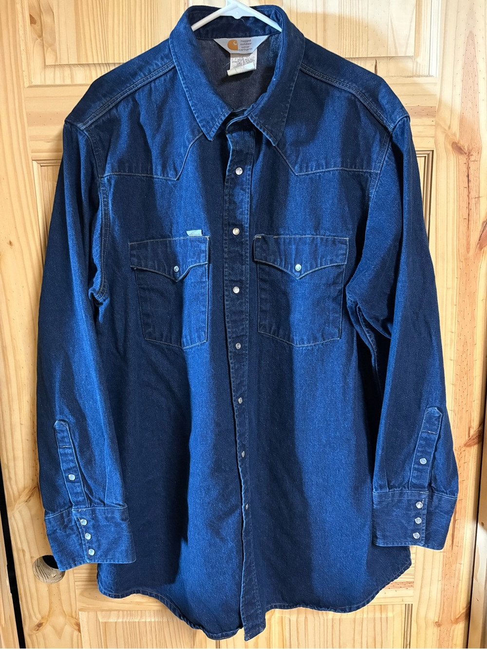 Carhartt Men's Dark Indigo Denim Button-Down Western Shirt